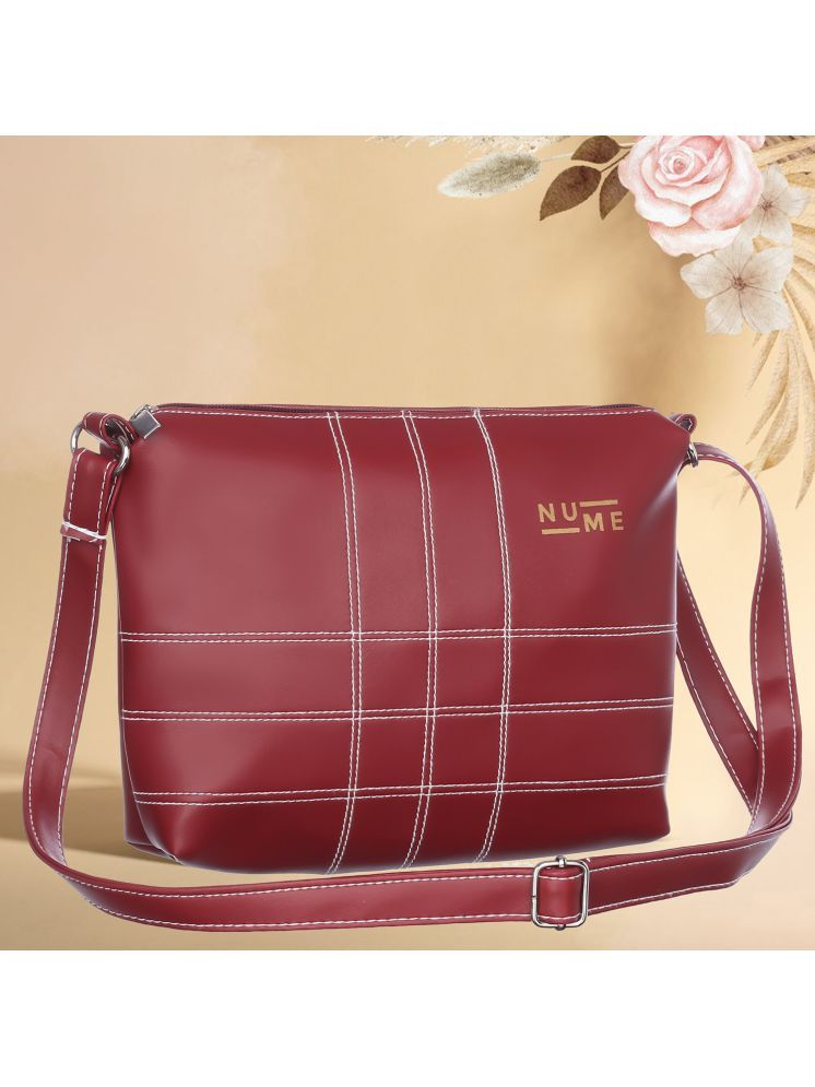     			NuMe Maroon PU Sling Bag