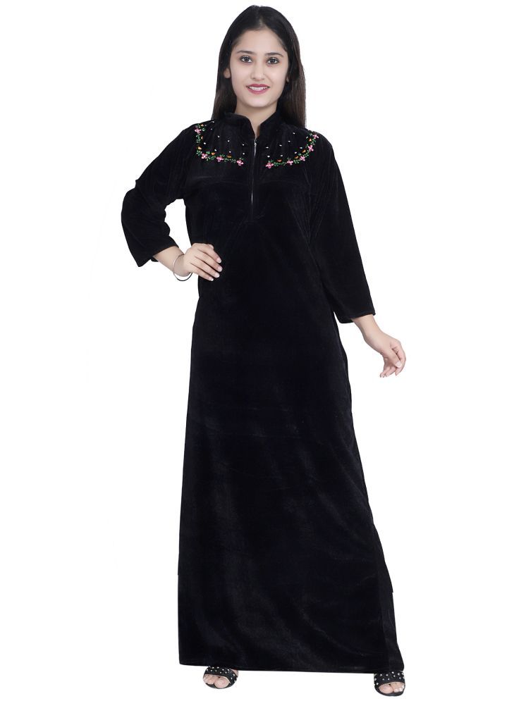     			verdadero Black Velvet Women's Nightwear Nighty & Night Gowns ( Pack of 1 )