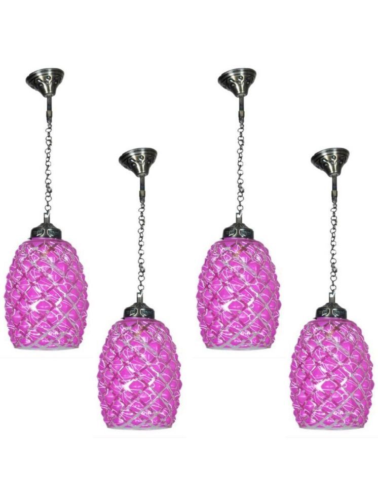     			1st Time Glass Designer Ceiling Lamp Pendant Pink - Pack of 4