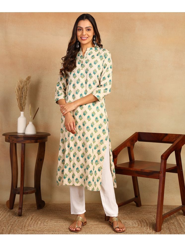     			AASIYA Viscose Blend Printed Straight Women's Kurti - Beige ( Pack of 1 )