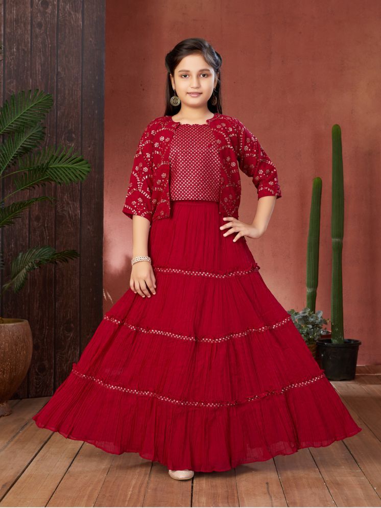     			Aarika Maroon Georgette Girls Lehenga Choli Set ( Pack of 1 )