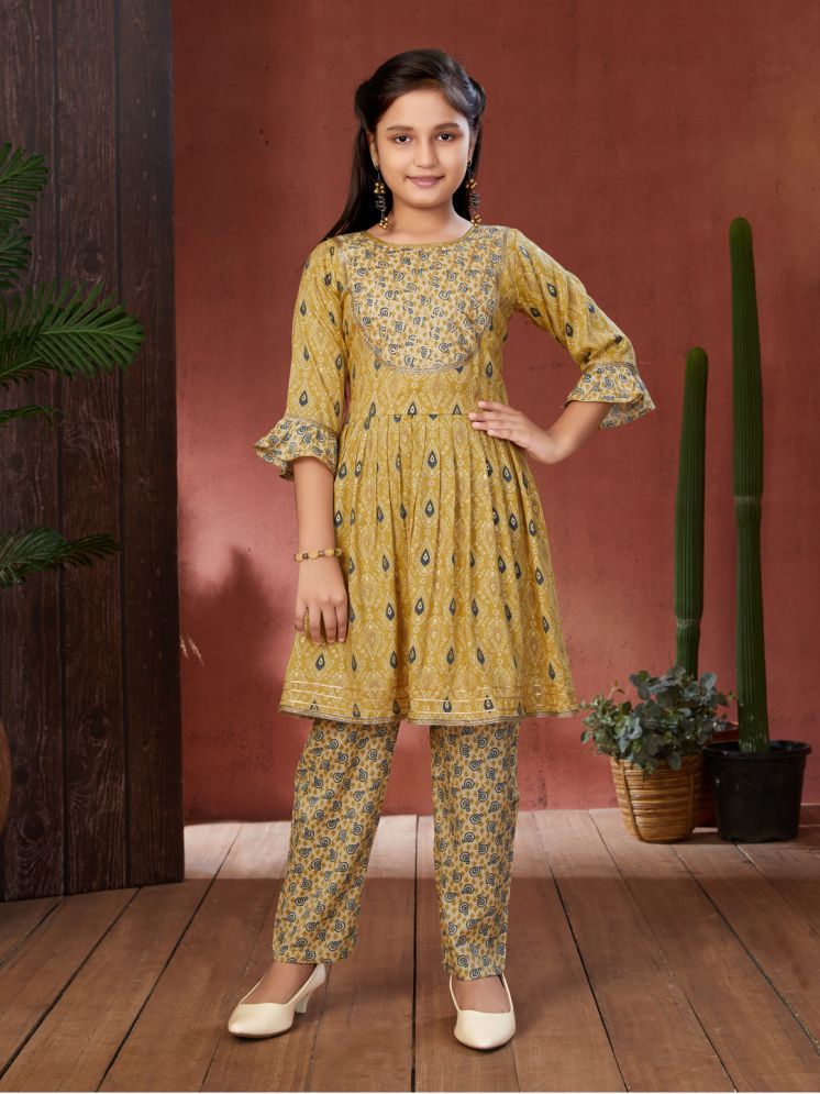     			Aarika Mustard Rayon Girls Kurta and Pant Set ( Pack of 1 )