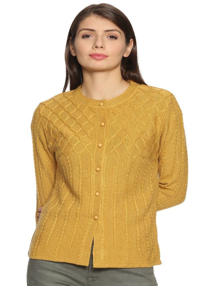     			Clapton Acro Wool Round Neck Women's Cardigans Dress - Yellow ( )