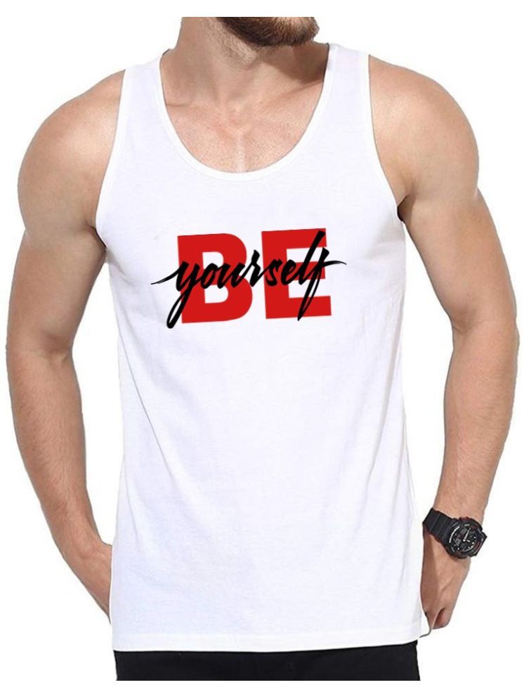     			EDApparels Polyester Men's Vest ( White ) Printed Gym Vest