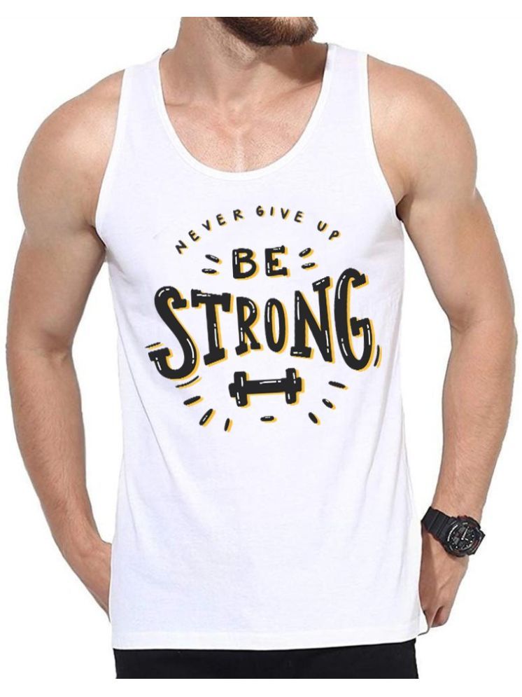     			EDApparels Polyester Men's Vest ( White ) Printed Gym Vest