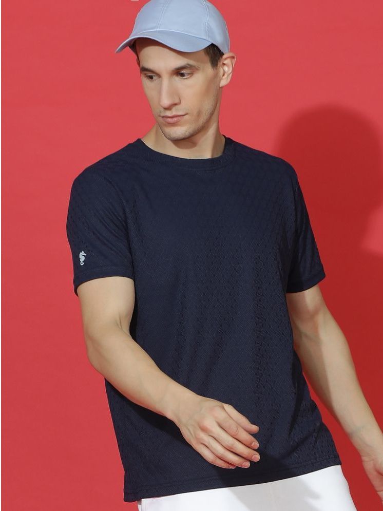     			EPPE Pack of 1 Polyester Slim Fit Men's T-Shirt ( Navy Blue )