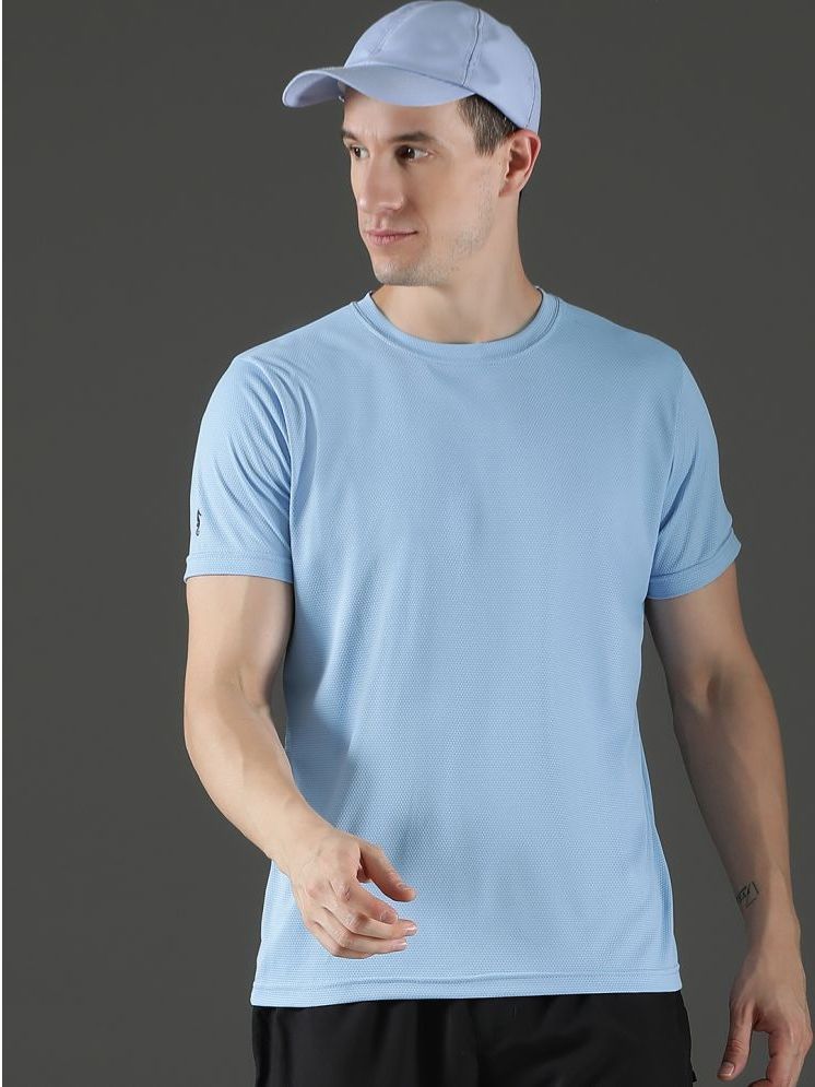     			EPPE Polyester Slim Fit Solid Half Sleeves Men's Round T-Shirt - Sky Blue ( Pack of 1 )