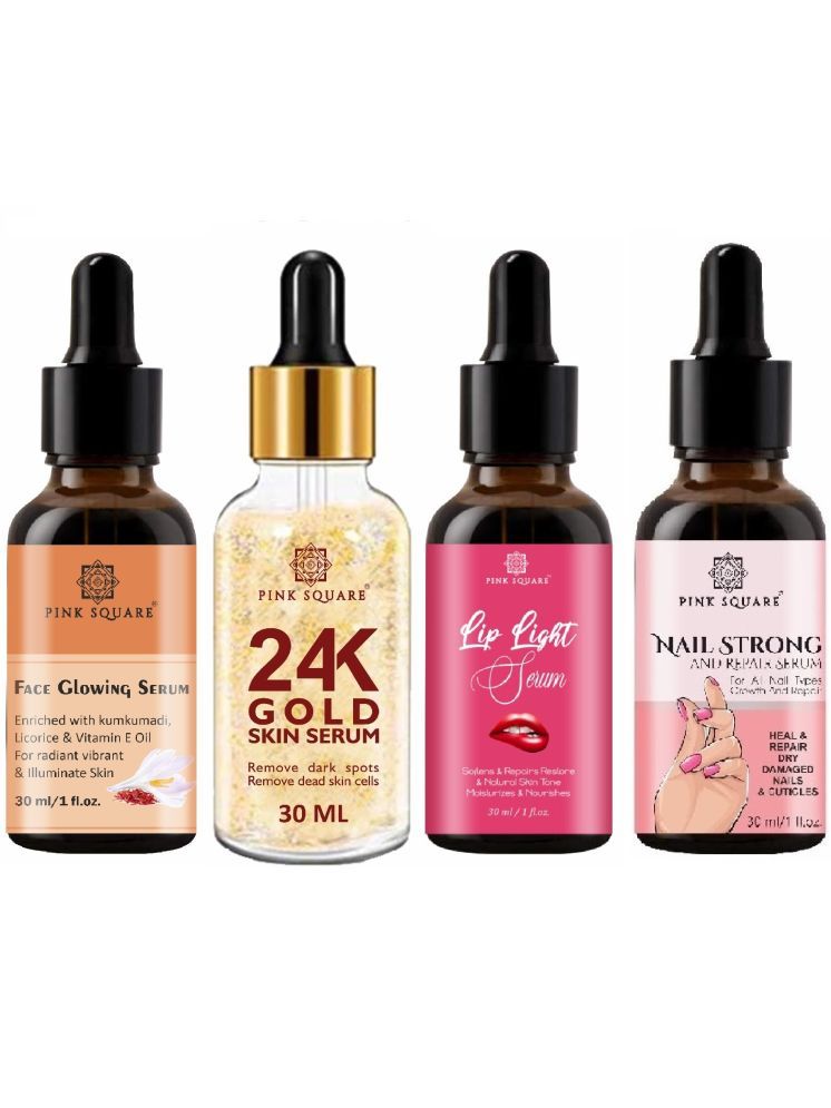     			Face Glowing Skin Serum, 24K Gold Facial Serum, Lip Light Serum & Nail Strong and Repair Serum (Each,30ml) Combo of 4