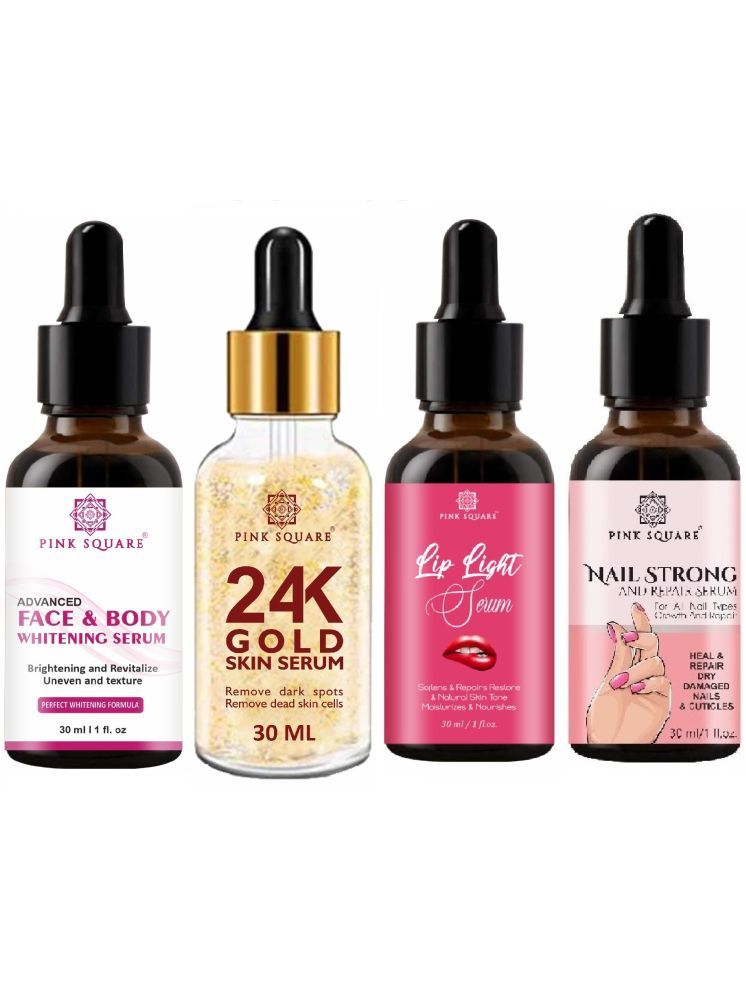     			Face and Body Whitening Serum, 24K Gold Facial Serum, Lip Light Serum & Nail Strong and Repair Serum (Each,30ml) Combo of 4