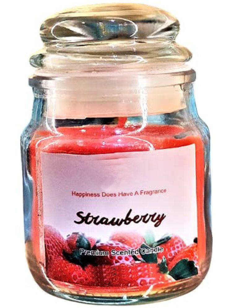     			Floish Red Strawberry Jar Candle 9 cm ( Pack of 1 )