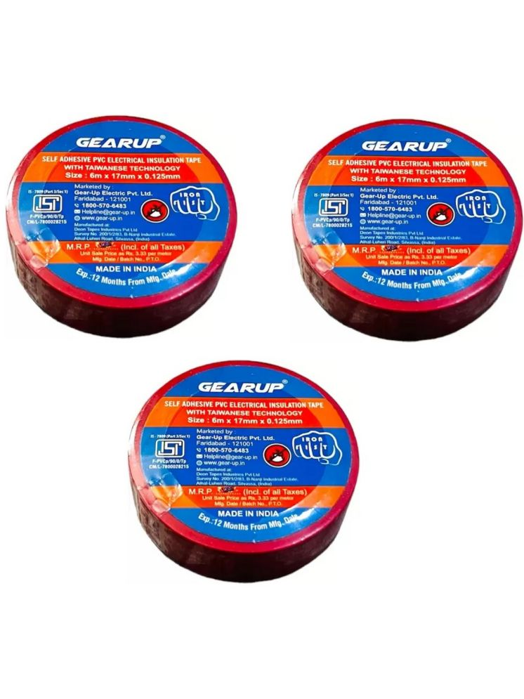     			Gearup  PVC Electrical Insulation Tape - 6m x 17mmx0.125mm (Pack of 3)