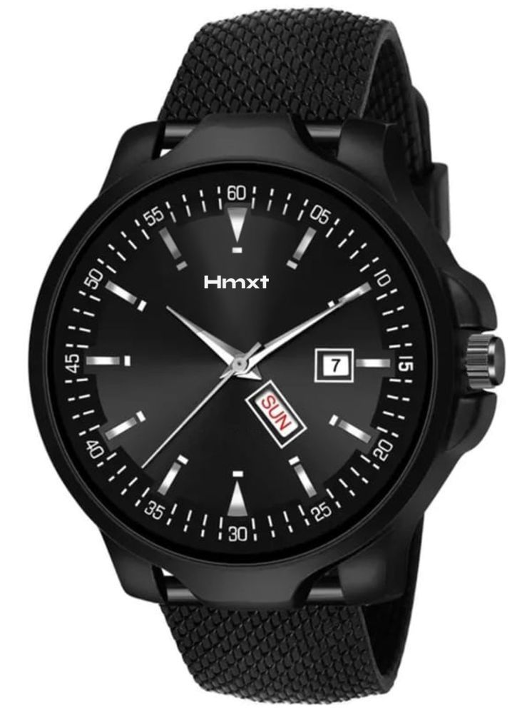     			HMXT Black Silicon Analog Men's Watch