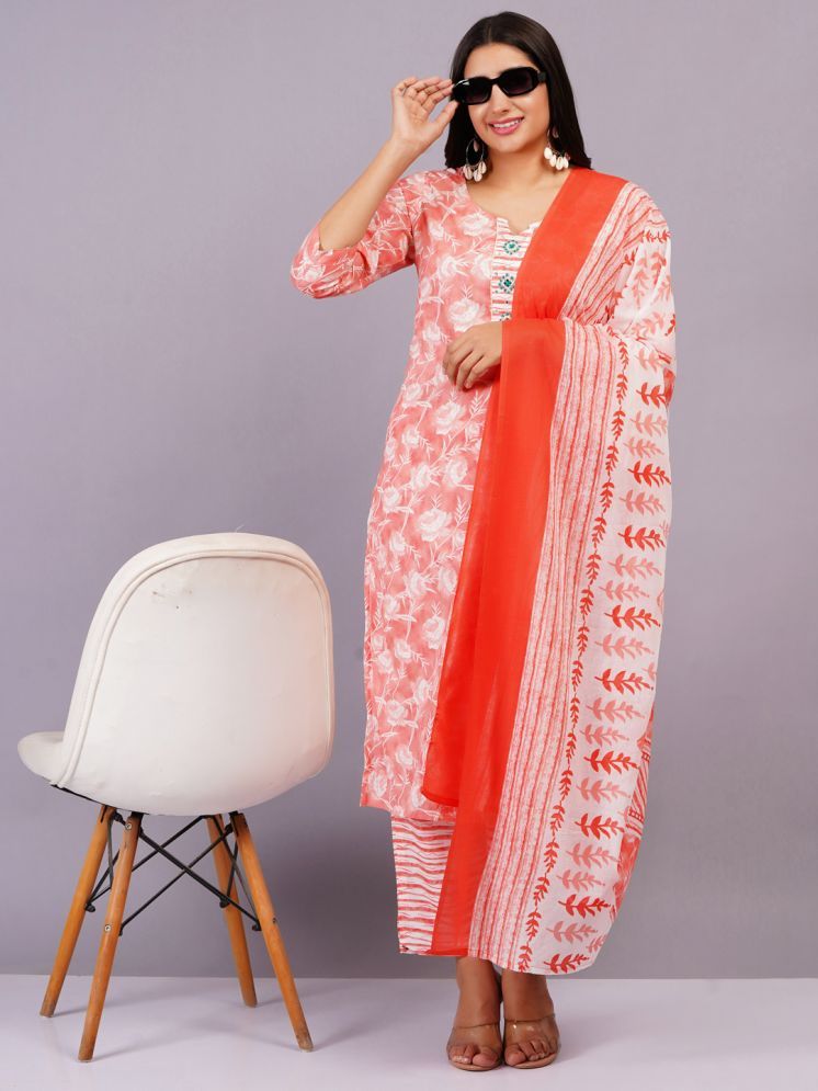     			Jyoti Cotton Printed Kurti With Pants Women's Stitched Salwar Suit - Pink ( Pack of 1 )