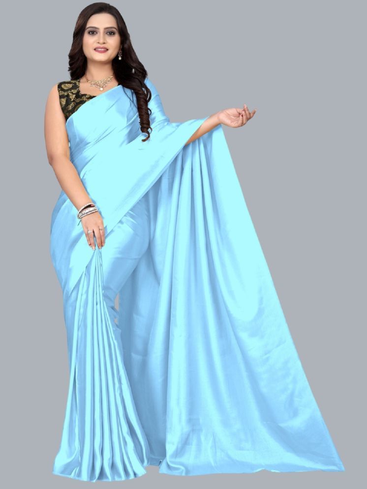     			Lady Shopi Banarasi Silk Embellished Saree With Blouse Piece - SkyBlue ( Pack of 1 )