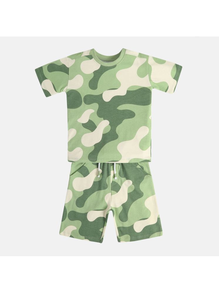     			MINI KLUB Green Cotton Boys T-Shirt & Shorts ( Pack of 1 )