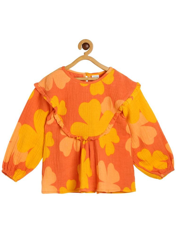     			MINI KLUB Orange Cotton Girls Top ( Pack of 1 )