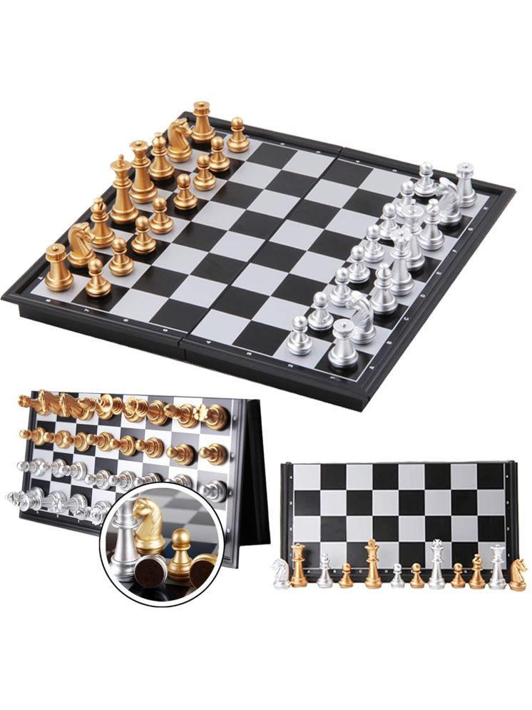     			PANSHUB High Quality Chess Game Portable Travel Chess Set With Chessboard 32 Chess Pieces With Chessboard Gold Silver Magnetic Chess Set