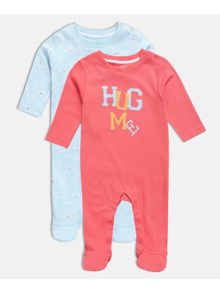     			MINI KLUB Multicolor Cotton Bodysuit For Baby Boy ( Pack of 2 )