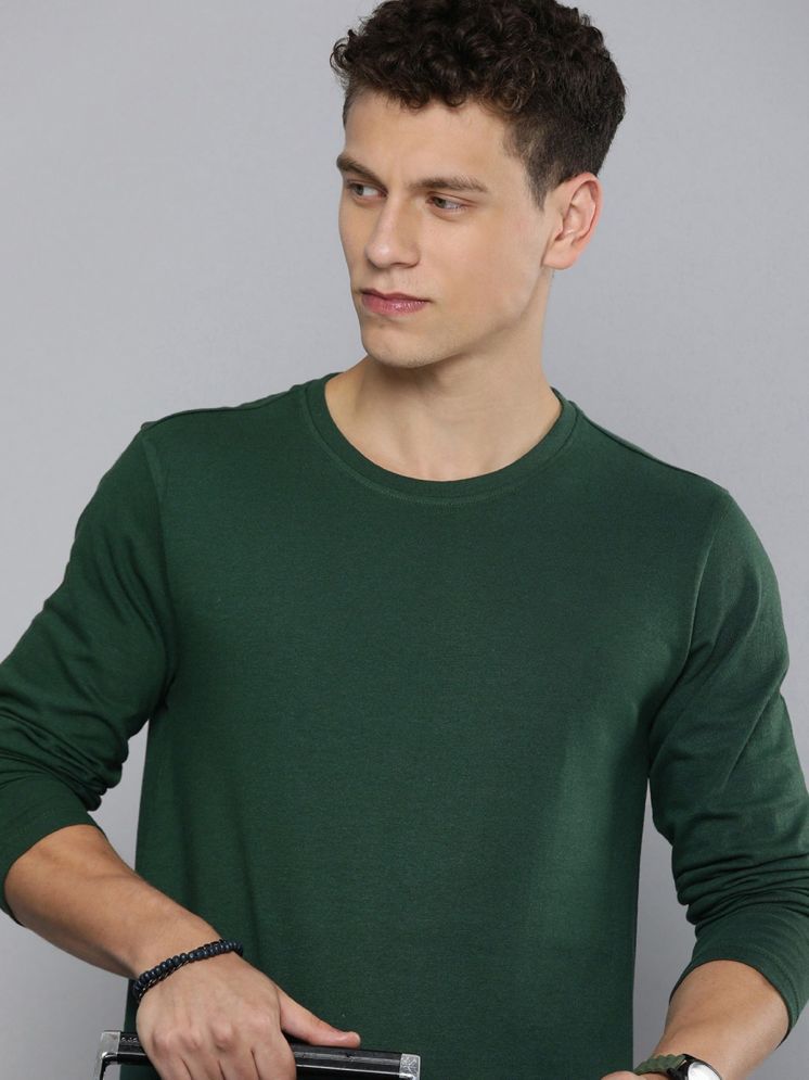     			plusperfaction Cotton Blend Regular Fit Solid Full Sleeves Men's Round T-Shirt - Green ( Pack of 1 )