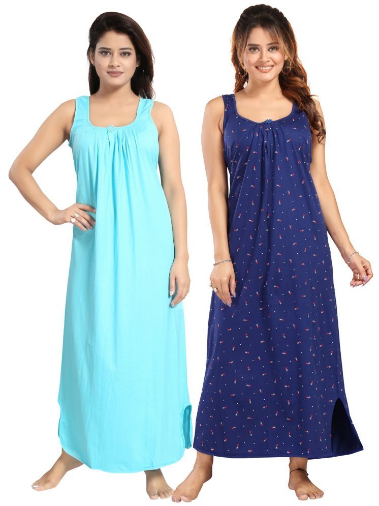     			Cinco Multicolor Cotton Blend Women's Nightwear Nighty & Night Gowns ( Pack of 2 )