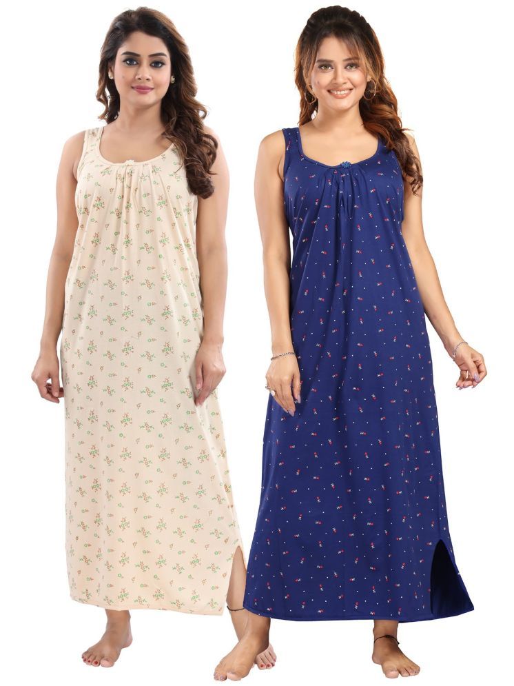     			Cinco Multicolor Cotton Blend Women's Nightwear Nighty & Night Gowns ( Pack of 2 )