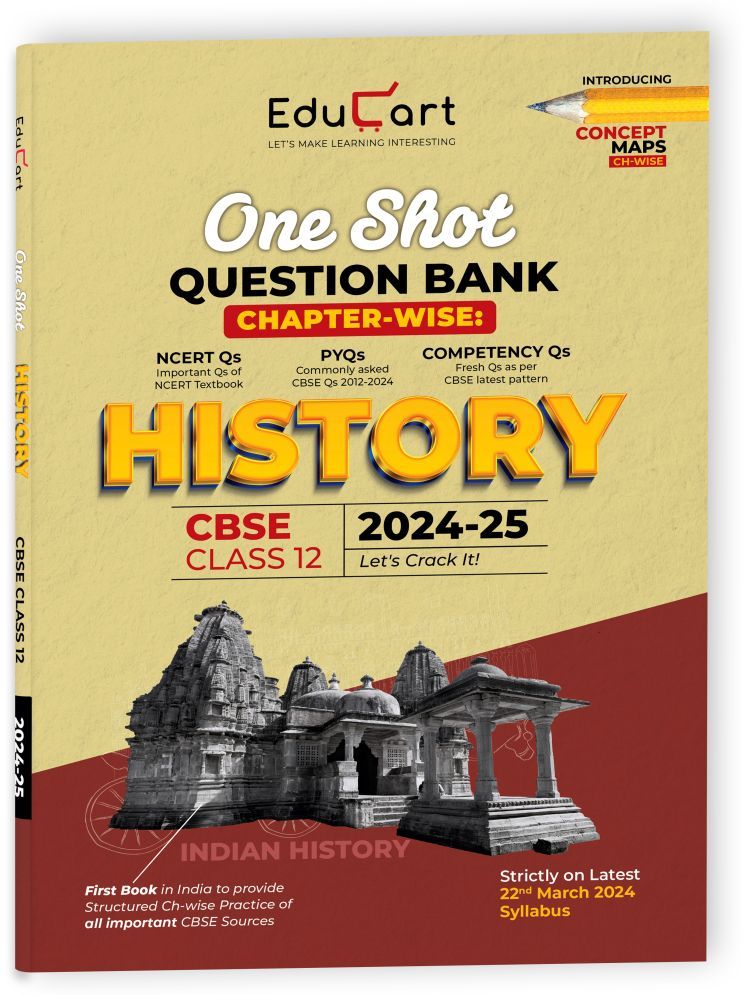     			Educart CBSE Class 12 HISTORY One Shot Question Bank 2024-25 (Updated for 2025 Exam)