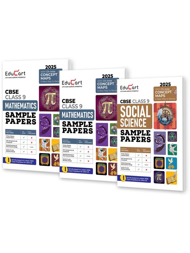     			Educart CBSE Class 9 Sample Papers Bundle - Science, Maths & Social Science 2024-25 (Introducing Revision Maps) 2025