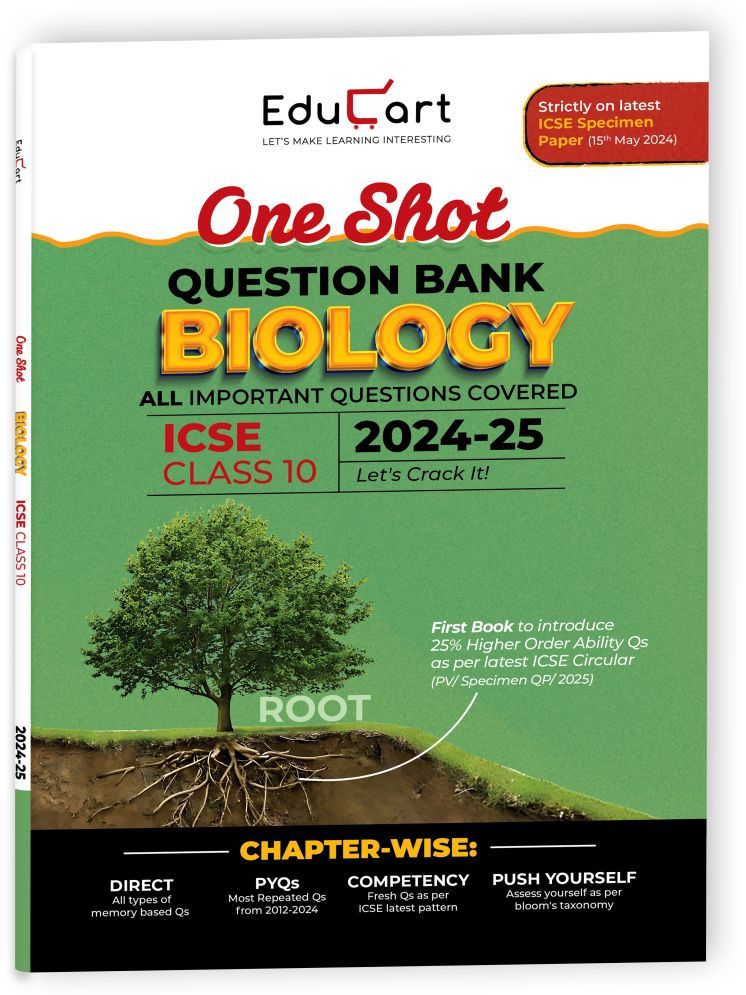     			Educart ICSE Class 10 Biology One Shot Question Bank 2025 for 2024-25 Exam