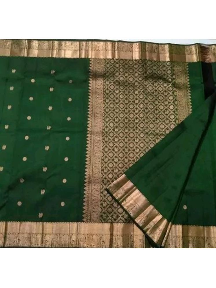     			Lady Shopi Organza Solid Saree With Blouse Piece - Green ( Pack of 1 )