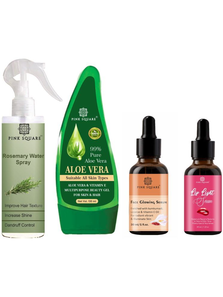     			Rosemary Water Hair Spray 100ml, Multipurpose Pure Aloe vera Gel 130ml, Face Glowing Skin Serum 30ml & Lip light Serum 30ml Combo 4