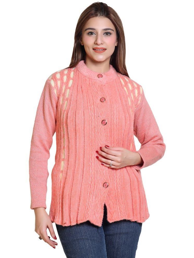     			Whyme Fashion Acro Wool Round Neck Women's Buttoned Cardigans - Pink ( Single )