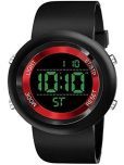 Rhonium Black PU Digital Men's Watch