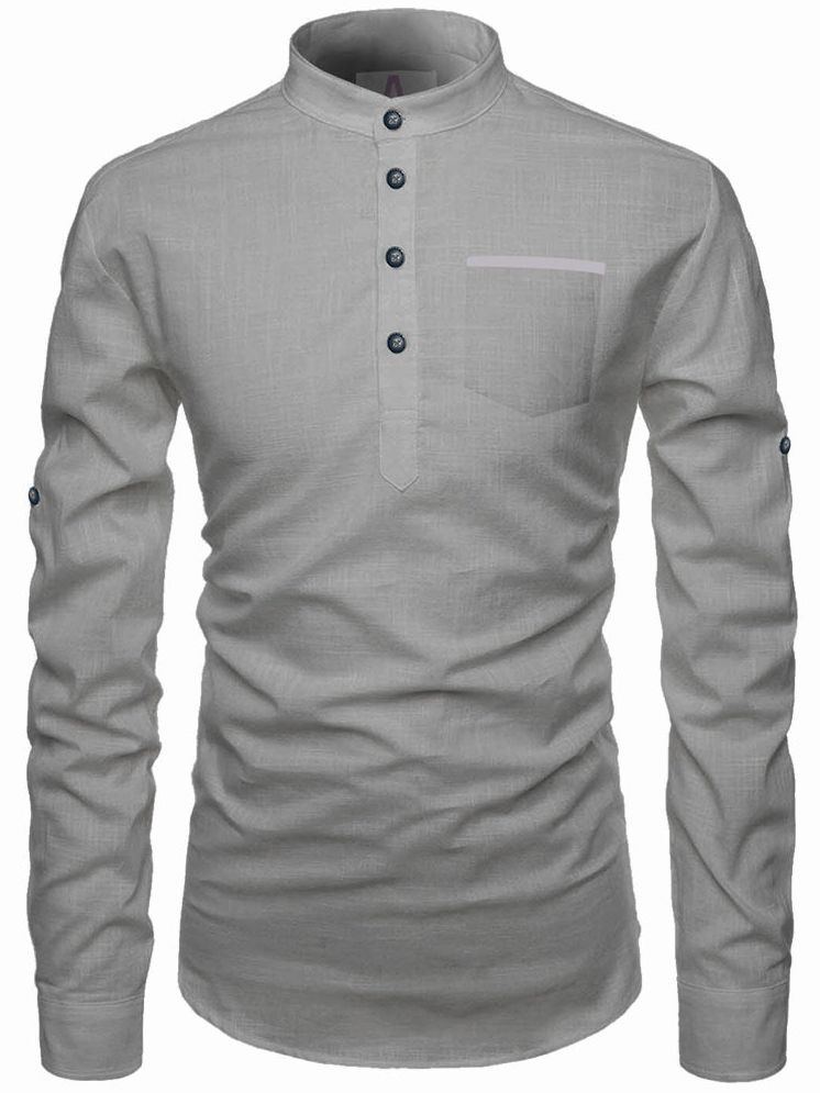     			Apektra Grey Cotton Men's Shirt Style Kurta ( Pack of 1 )