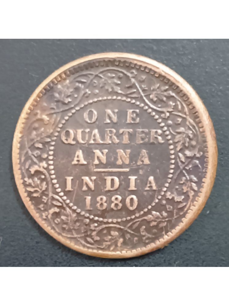     			BRITISH INDIA ONE QUARTER ANNA RARE 1880 VICTORIA EMPRESS COPPER COIN