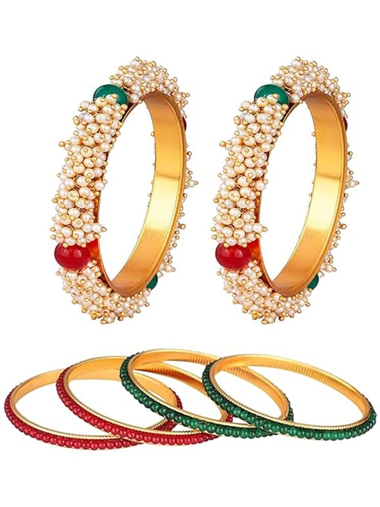     			JFL - Jewellery For Less Gold Bangle Set ( Pack of 6 )