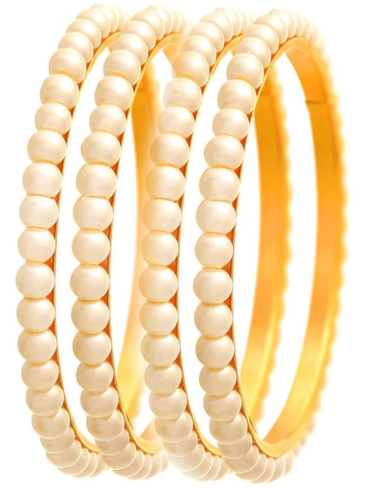     			JFL - Jewellery For Less White Bangle Set ( Pack of 4 )