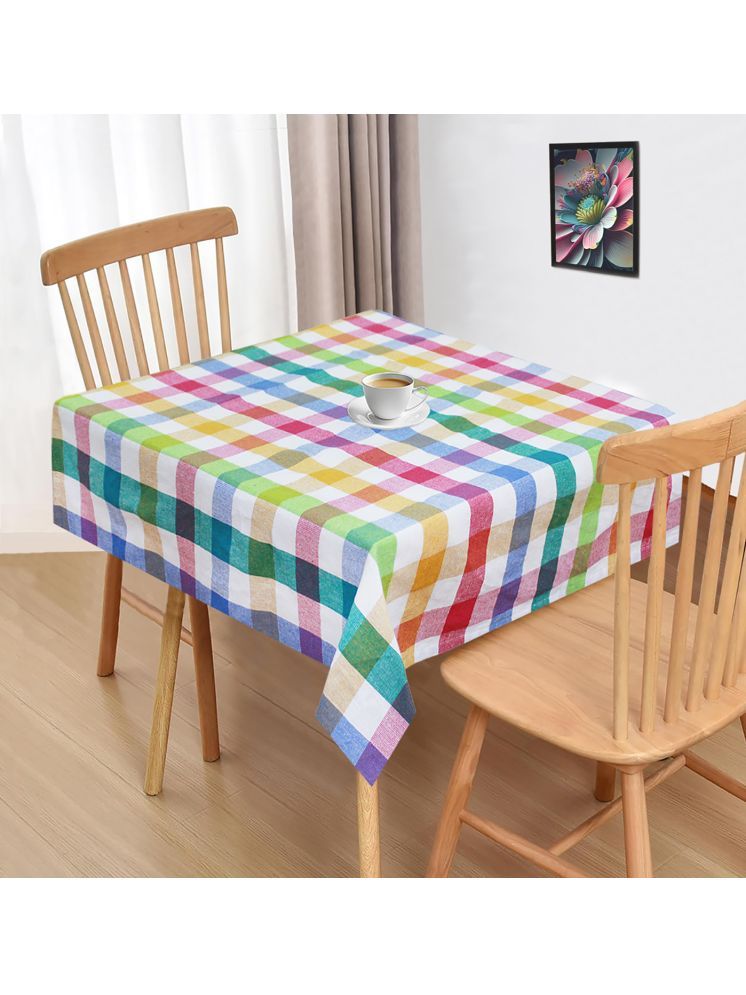     			Oasis Home Tex Checks Cotton 2 Seater Square Table Cover ( 102 x 102 ) cm Pack of 1 Multi