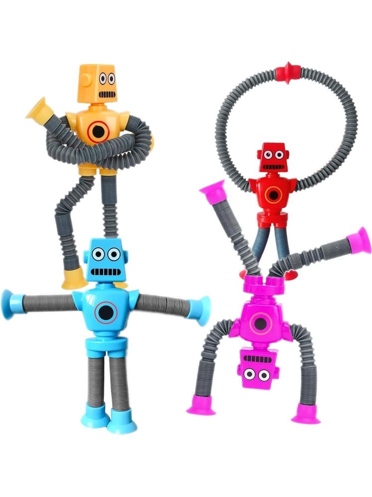     			PANSHUB 4PCS Telescopic Suction Cup Robotics Toy, Pop Tubes Fidget Toys, Shape Changing Telescopic Sensory Tubes Fidget Tubes Sensory Toys Suction Toy, Funny Gift for Kids Boys Girls