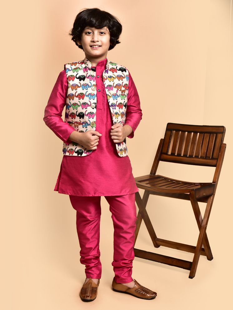     			PRINTCULTR Pink Silk Boys Kurta Sets ( Pack of 1 )