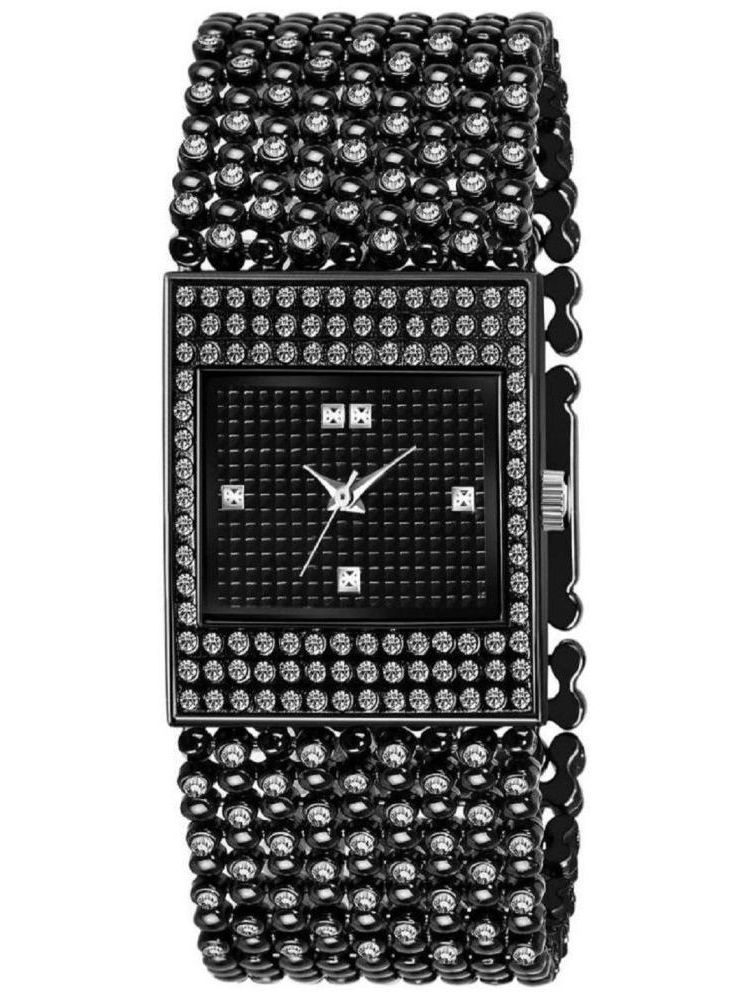     			Rhonium Black Metal Analog Womens Watch