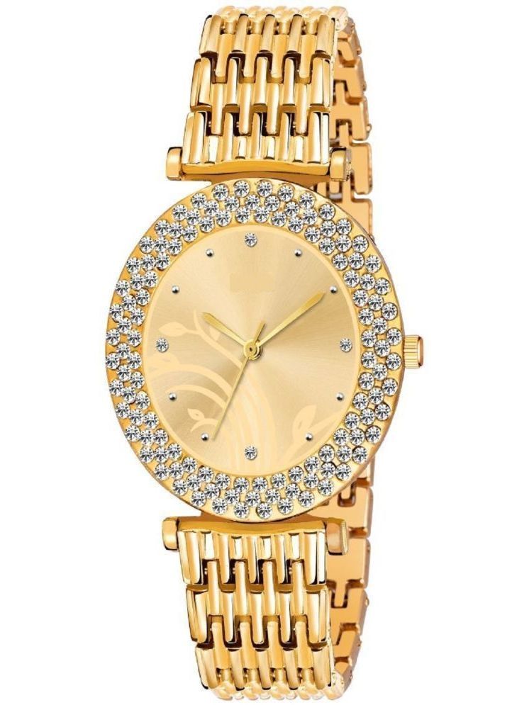     			Rhonium Gold Metal Analog Womens Watch