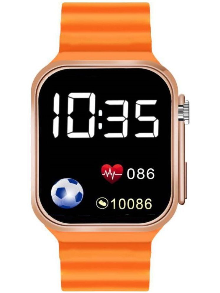     			Rhonium Orange Silicon Digital Men's Watch