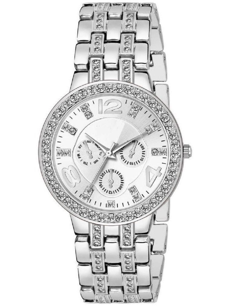     			Rhonium Silver Metal Analog Womens Watch