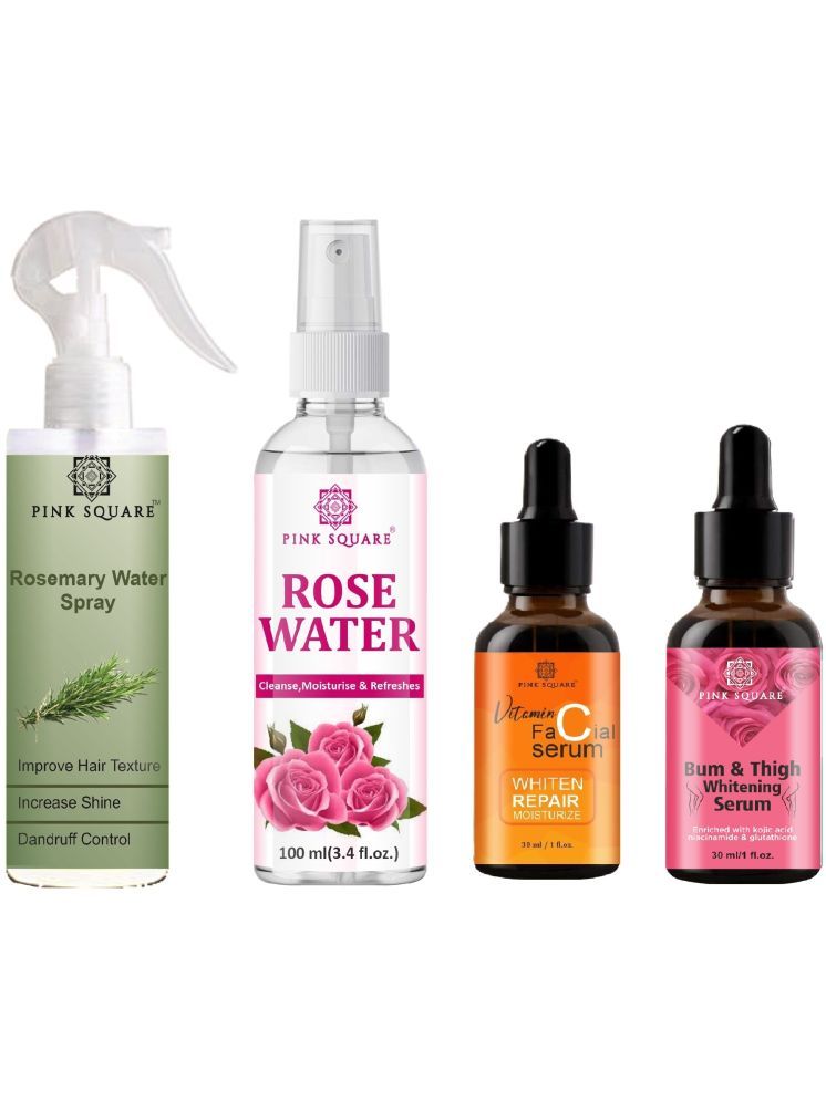     			Rosemary Water Hair Spray 100ml, Hydrating Fresh Rose water 100ml, Vitamin-C Face Serum 30ml & Bum and Thigh Whitening Serum 30ml Combo 4