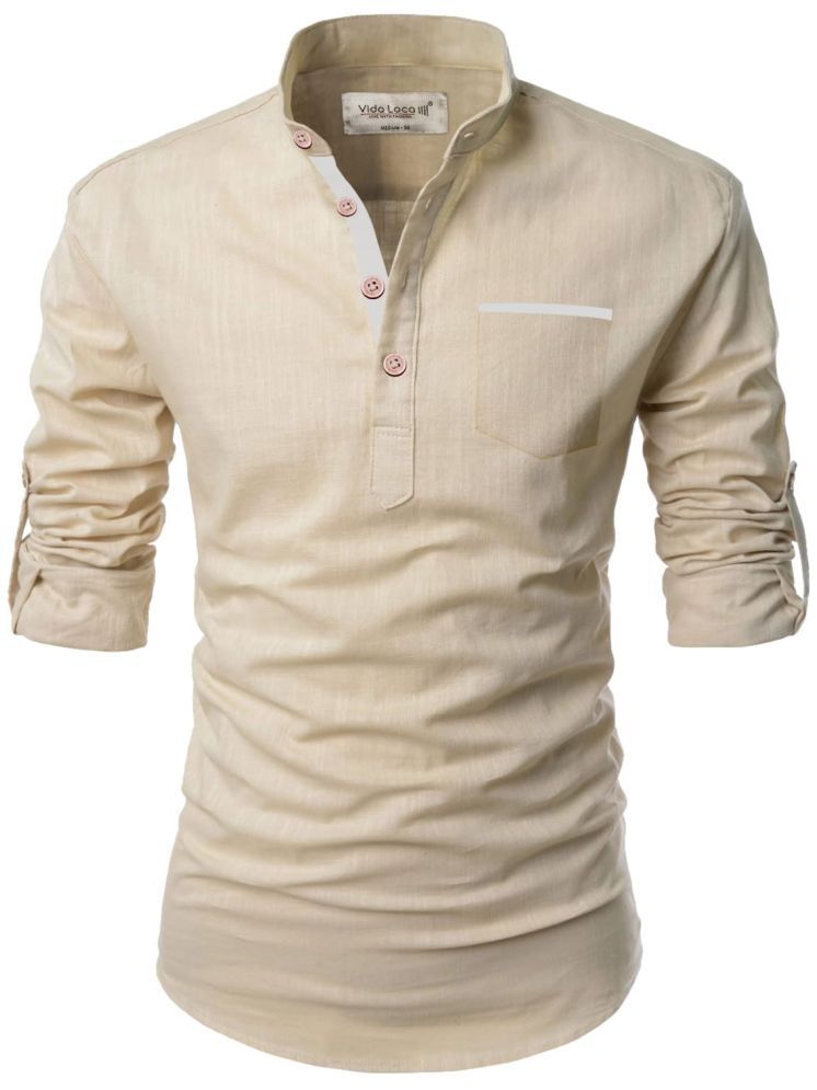     			Vida Loca Beige Cotton Blend Men's Shirt Style Kurta ( Pack of 1 )