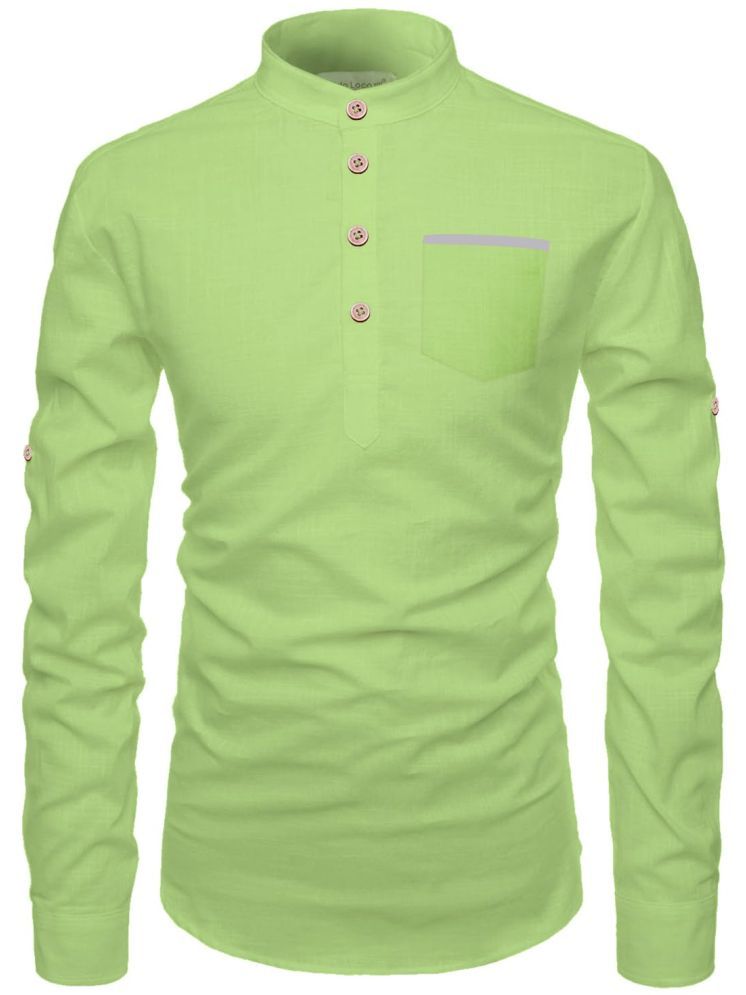     			Vida Loca Light Green Cotton Blend Men's Shirt Style Kurta ( Pack of 1 )