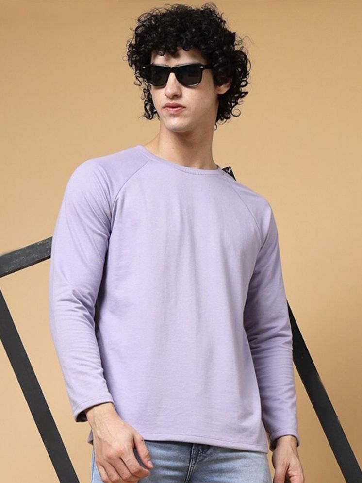     			curvy comfort Cotton Blend Regular Fit Solid Full Sleeves Men's Round T-Shirt - Lavender ( Pack of 1 )