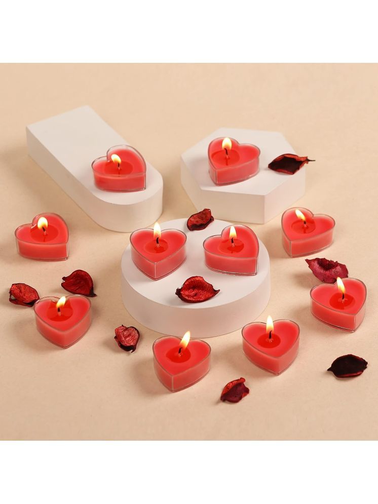     			Dynore Red Rose Wax Tea Light Candle 4 cm ( Pack of 10 )