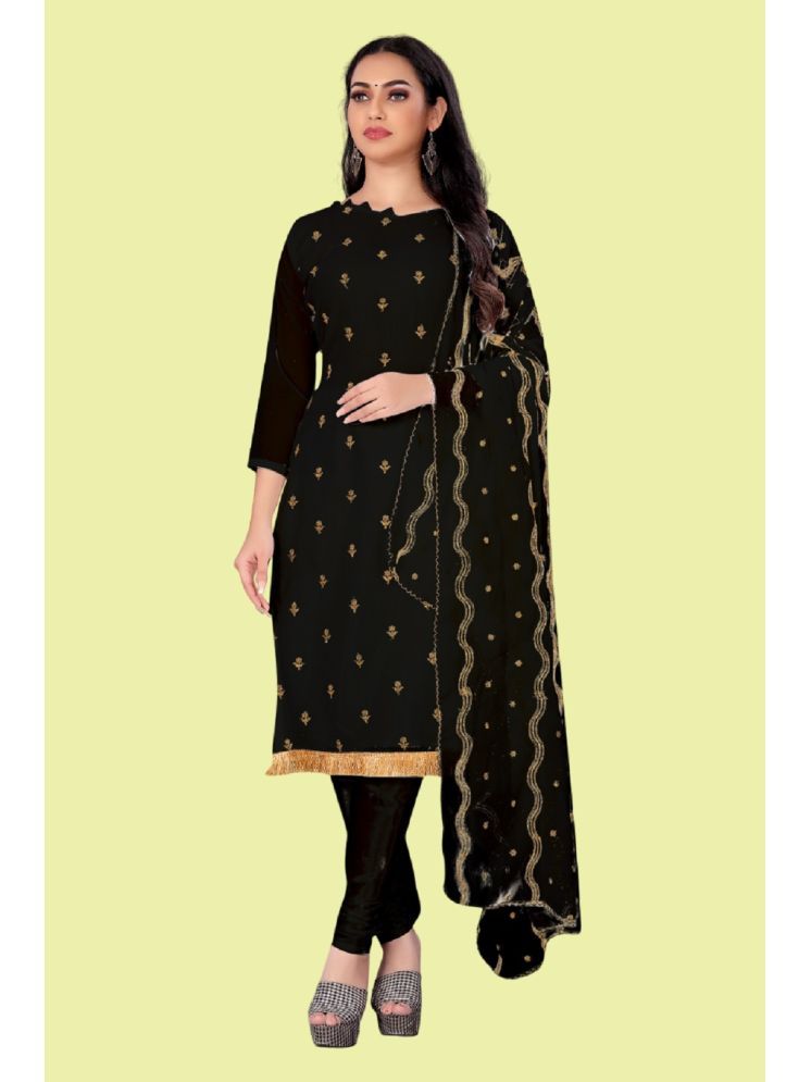     			Lady Shopi Unstitched Georgette Embroidered Dress Material - Black ( Pack of 1 )