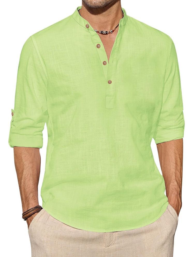     			TrendiVastra Light Green Cotton Blend Men's Shirt Style Kurta ( Pack of 1 )